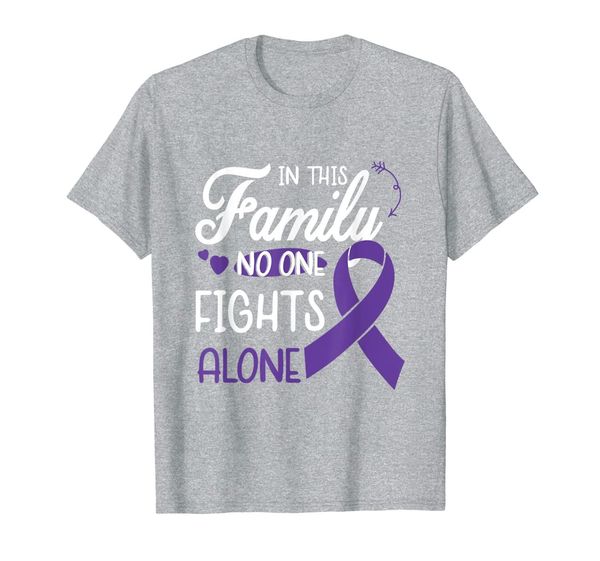 

in this family no one fights alone pancreatic cancer t-shirt, White;black