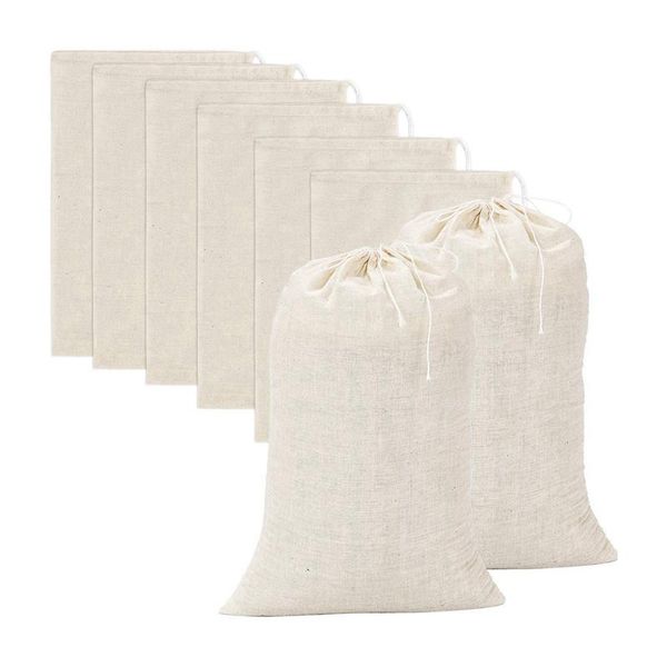 

storage bags 20 pieces large muslin cotton drawstring bags,tea brew (8 x 12 inches)