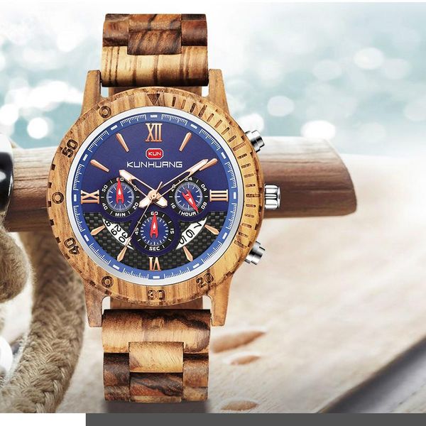 

wristwatches wooden watch kun huang fashion 2021 men's anniversary gifts for husband unique mens men, Slivery;brown