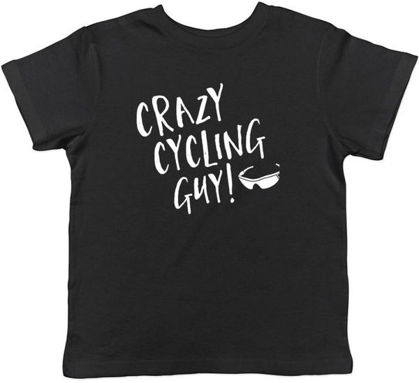 

crazy cycling guy childrens kids t-shirt boys girls men's t-shirts, White;black