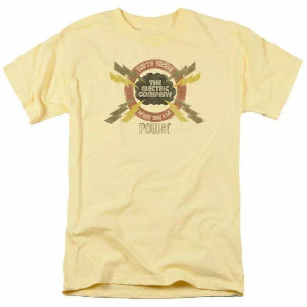 

the electric company power t shirt mens licensed classic tv merch banana, White;black