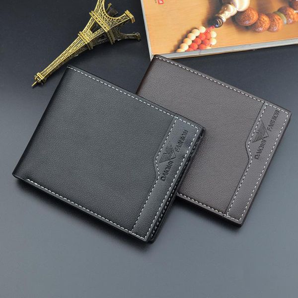 

wallets business men wallet male short coin pockets casual money bag soft leather purse small card holder change bags carteras de hombre, Red;black