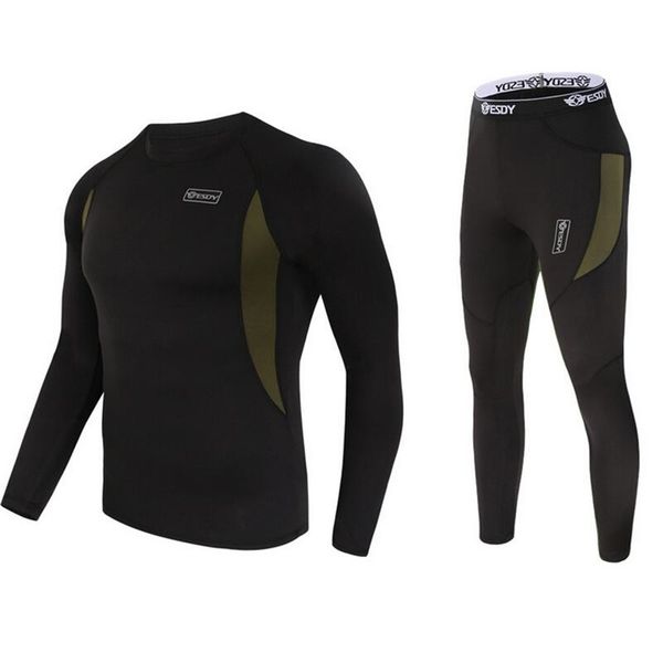 

winter men thermal underwear sets compression fleece sweat quick drying thermo underwear men clothing long johns 211108, Black;white