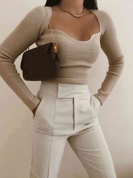 

casual dresses chic beige knitted cropped blouses women fashion square collar shirts girls streetwear 4pe2, Black;gray