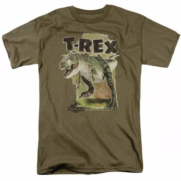 

Jurassic Park T Rex T Shirt Mens Licensed Dinosaur Movie Tee Safari Green, White;black