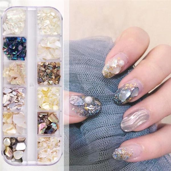 

most 12 grids irregular mermaid broken nail shells glitter sequins manicure decor shinynail shell1, Silver;gold