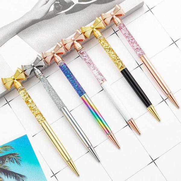 

ballpoint pens gold powder bow pen for office lady girls metal, Blue;orange