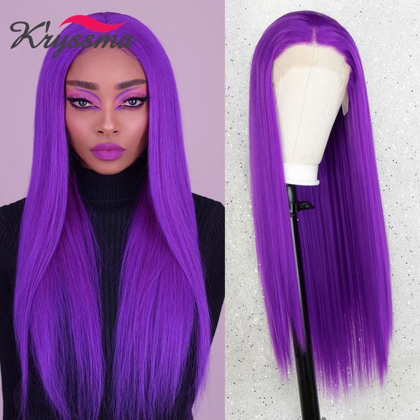 

lx brand long straight purple wig glueless 613 blonde synthetic lace front wig heat resistant wigs for black women cosplay wigfactory direct
