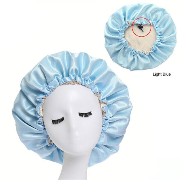 

shower caps ly women's satin solid sleeping hat night sleep cap hair care bonnet nightcap for women men de