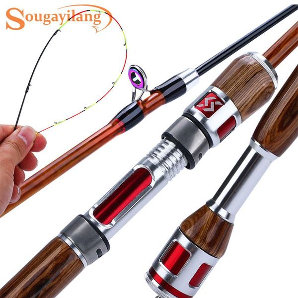 

sougayilang 2 sections carbon fiber 123cm raft rod ice fishing with lightweight wooden handle winter boat rods