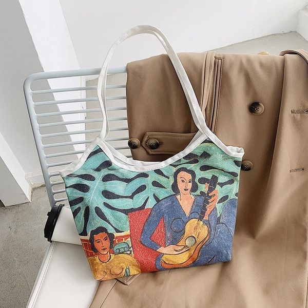 

cross body graffiti handbag women's shoulder bag canvas tote bags for girls handbags cartoon printing large capacity