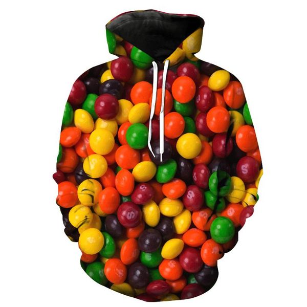 

men's hoodies & sweatshirts 2021 fashion sweatshirt men / women 3d print food candy delicious slim stylish hooded, Black