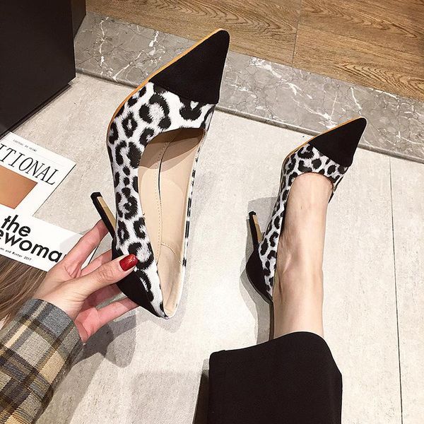 

dress shoes lihuamao leopard women high heels pointed toe ladies pumps 9cm height wedding party dacning, Black