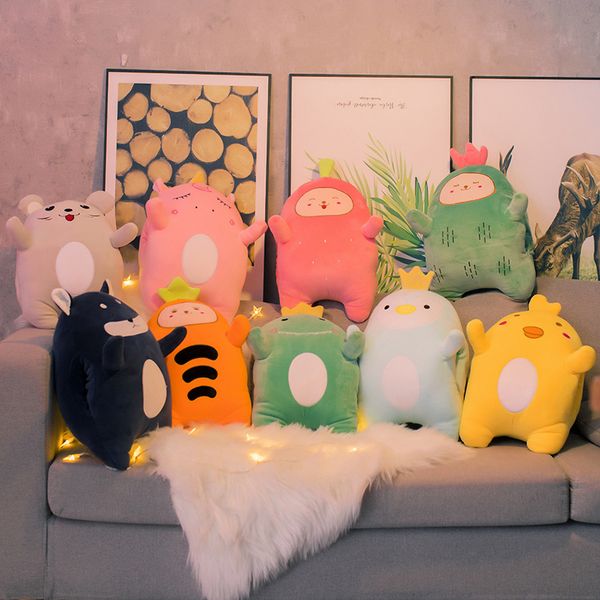 

standing animal pillow cartoon hands pillow holes cactus strawberry husky winter functional warm plushie 35*35cm