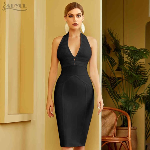 

summer women halter bodycon bandage dress hollow out backless white celebrity runway party club dresses vestidos 210423, Black;gray