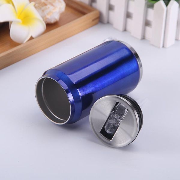 

water bottles stainless steel suction cups sports cola children's can cooler bottle with straw 300/500ml