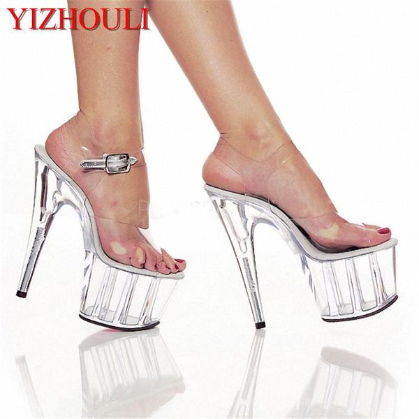 

full clear crystal 15cm super high heel platforms pole dance / performance star model shoes, wedding shoes sandals, Black