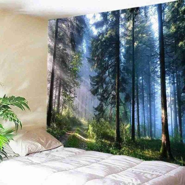 

tapestries bedroom forest tapestry family wall mounted blanket decoration dormitory hanging ornament home background sunlight