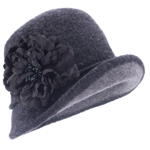 

wide brim hats womens vintage style 60% wool crochet bucket cloche wedding hat, Blue;gray