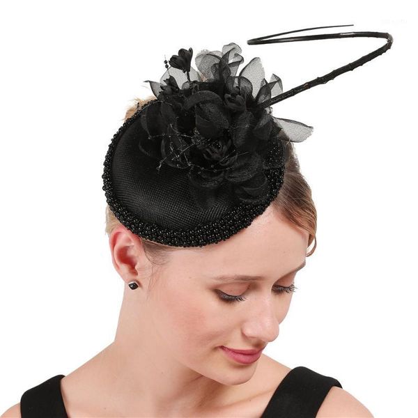 

vintage black cocktail fascinators hats feather derby event chapeau headwear flower hair clips bands ladies party headpiece1