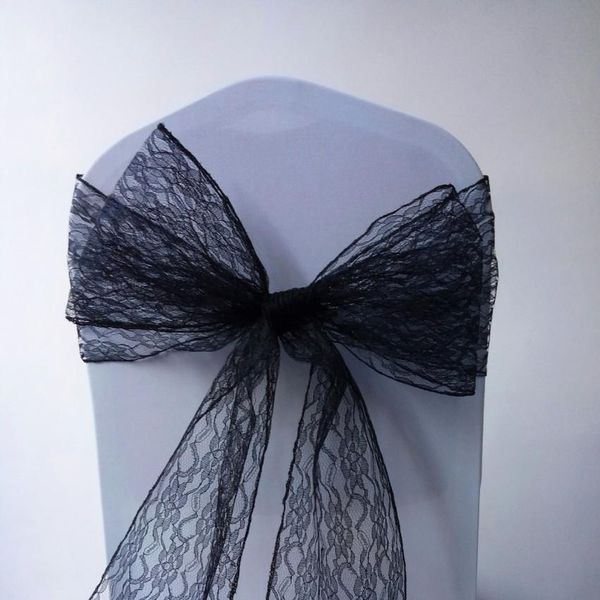 

2021 lace wedding chair bows birthday party events chair sashes custom made white ivory chair covers 15*250 cm