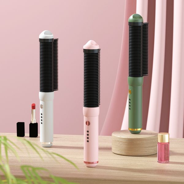 

ion straightening brush professional comb men beard hair straightener fast heating electric hair brush ceramic curling iron