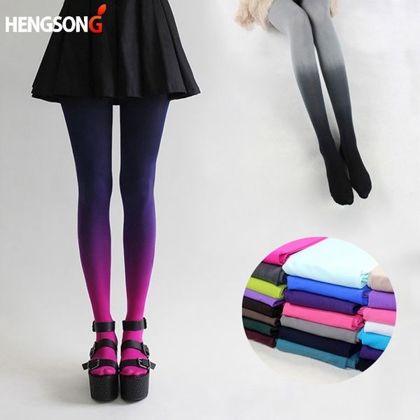 

ladies women fashion 120d elastic hosiery slim gradient colors tights, Black;white