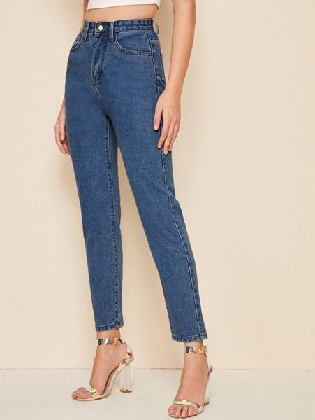 

bleach wash high-rise jeans n6mb#, Blue