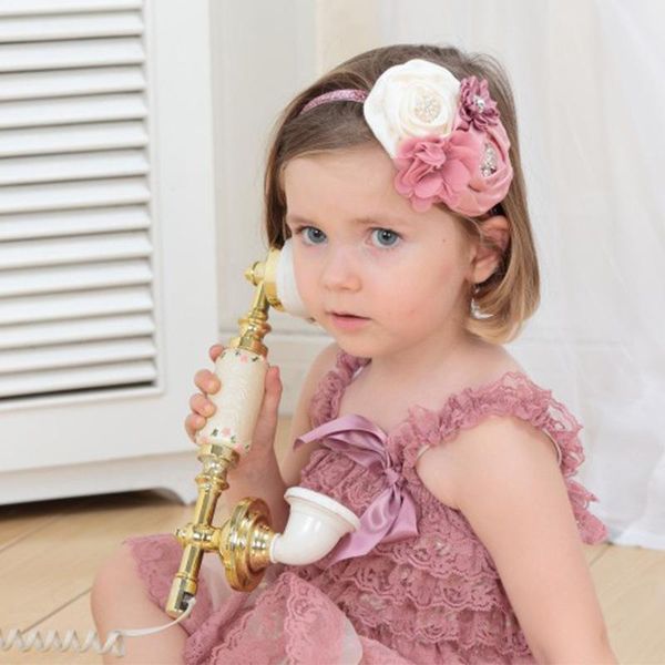 

hair accessories children's princess elastic head flower headband headdress floral baby hairband po props birthday party, Slivery;white
