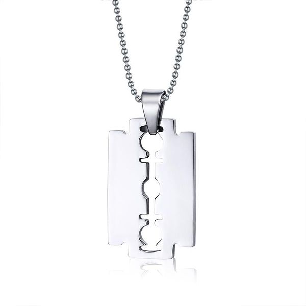 

pendant necklaces 2021 stainless steel material jewelry trendy razor simple style creative and personalized necklace suitable for men, Silver