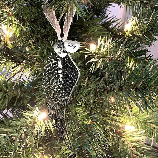 

christmas decorations merry angel-wings love pendant metal family hanging sign tree decors party for home 2022