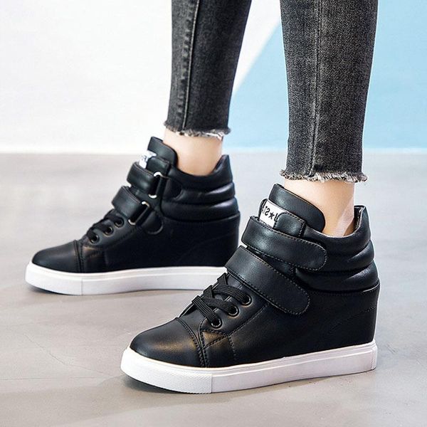 

boots brand fashion women wedges fltas platform casual shoes high heel autumn short ankle b21-22, Black
