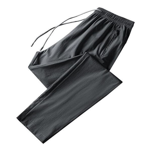 

ice silk casual pants men's stretch air-conditioning quick-drying slim sports thin section summer, Black