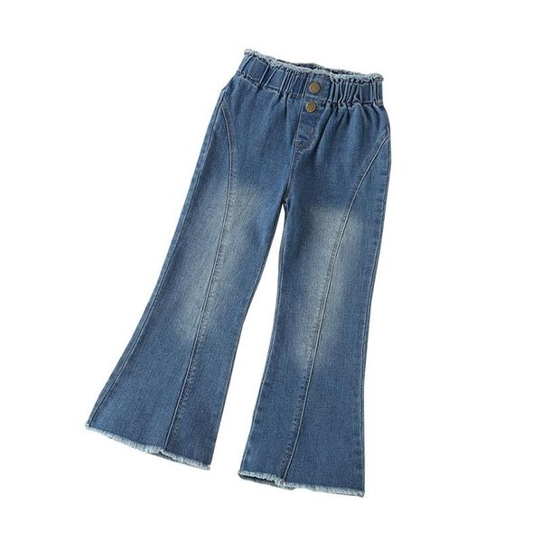 

trousers girls' flared trousers, styles in autumn, big children's jeans, fashion, stretchy pants, Blue