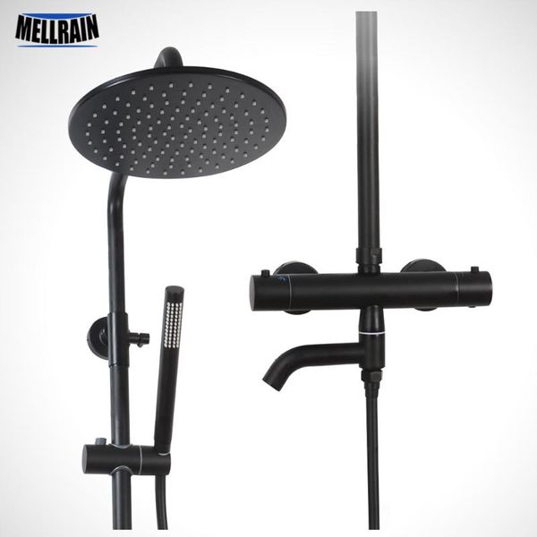 

quality black scalding prevention thermostatic shower safe lock bathroom bath faucet with brass rain head sets