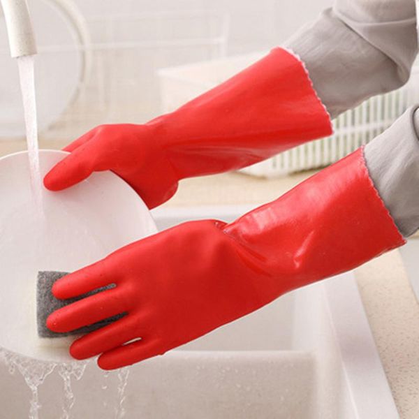 

disposable gloves 1 pcs pvc red non-slip thicken rubber baking garde kitchen household clean product protect