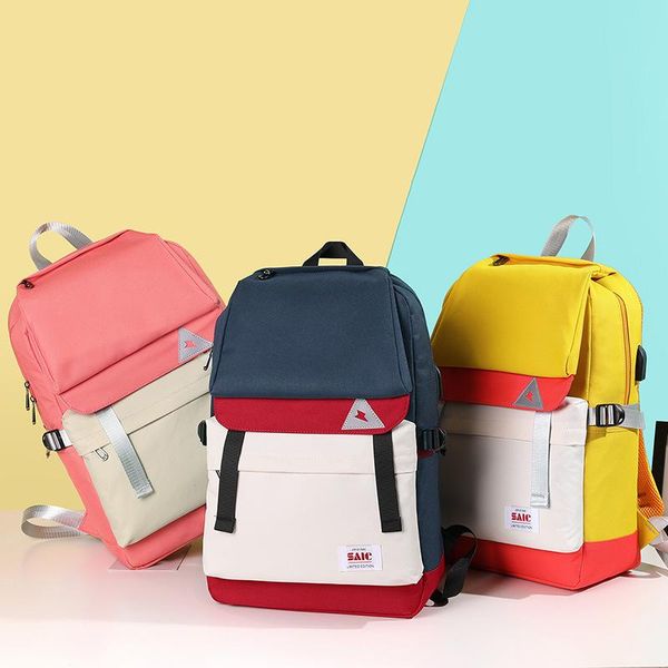 

backpack canvas men and women usb computer college university students school bag simple leisure travel