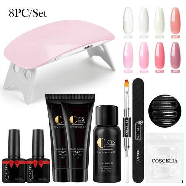 

nail art kits coscelia poly extension gel set with 6w led uv lamp base coat quicker building sticky decoration manicure tool