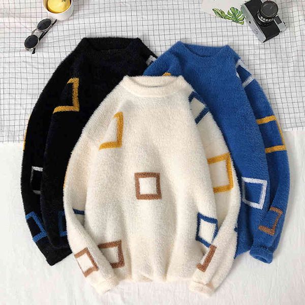 

men's sweaters male winter sweater, casual male sweater loose, knitted or crocheted with long sleeve, round collar pti4, White;black