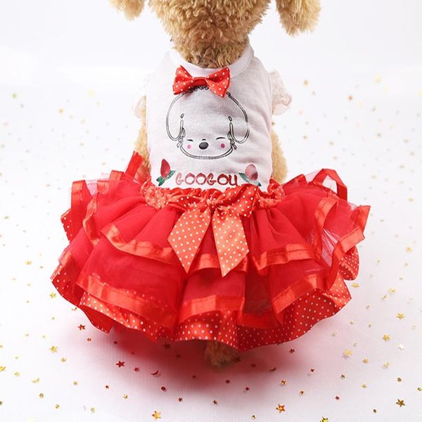

dog apparel pet female dress spring and summer fluffy fruit skirt size costume