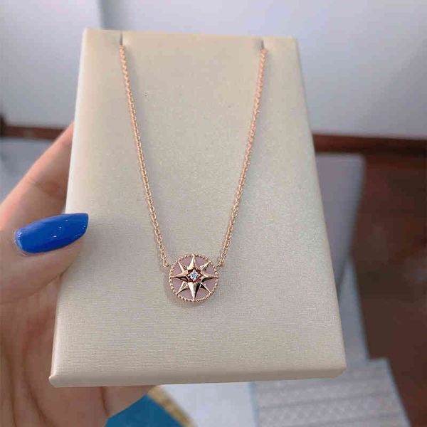 

necklace d jia di round single powder crystal six pointed star 925 silver simple