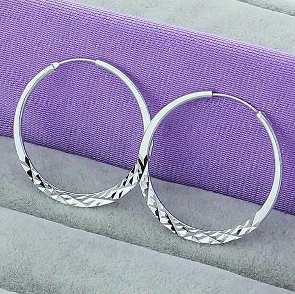 

women's big ear ring 5cm charm ear hoop & huggie jewelry gift 925 silver plating circle decorative pattern earrings, Golden;silver