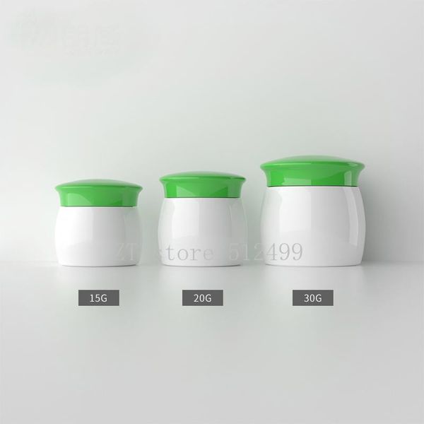 

storage bottles & jars 15g20g30g 30pcs/lot empty plastic double layer cream jar,diy portable white bottle with green lid ,cosmetics refillab