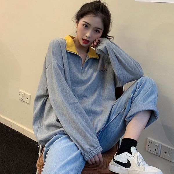 

women's polos shirt waitmore sweater spring and autumn loose korean fashionable ins idle style bf thin ulzzang coat, White
