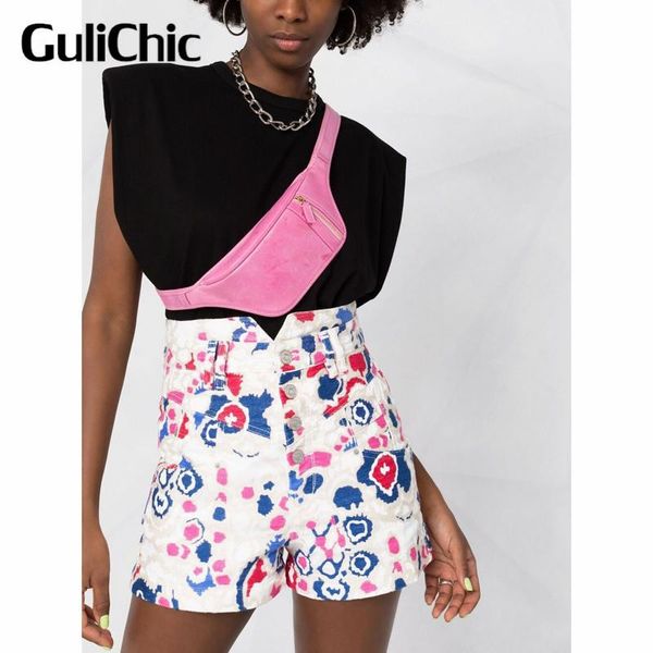 

women's shorts 6.23 high end quality cotton waist print women, White;black