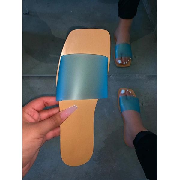 

sandals summer flat bottom slippers fashion candy color open toe outdoor beach shoes plus size 42, Black