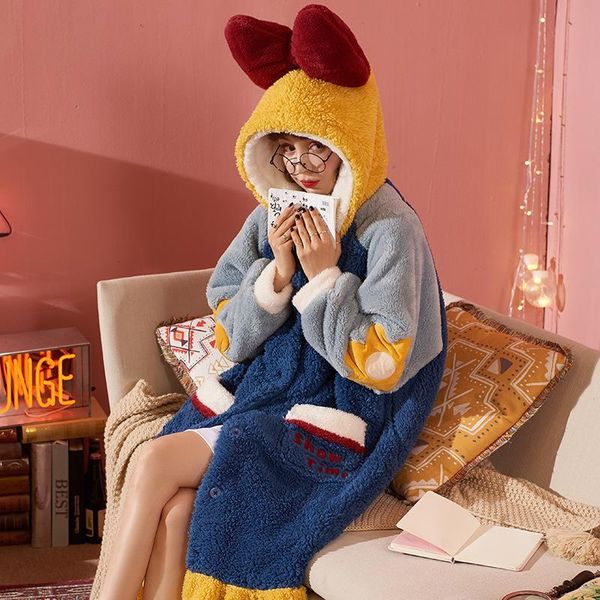 

women's sleepwear nightgowns women sweet winter soft flannel hooded fashion lovely girls nightdress casual warm daily college pregnant, Black;red