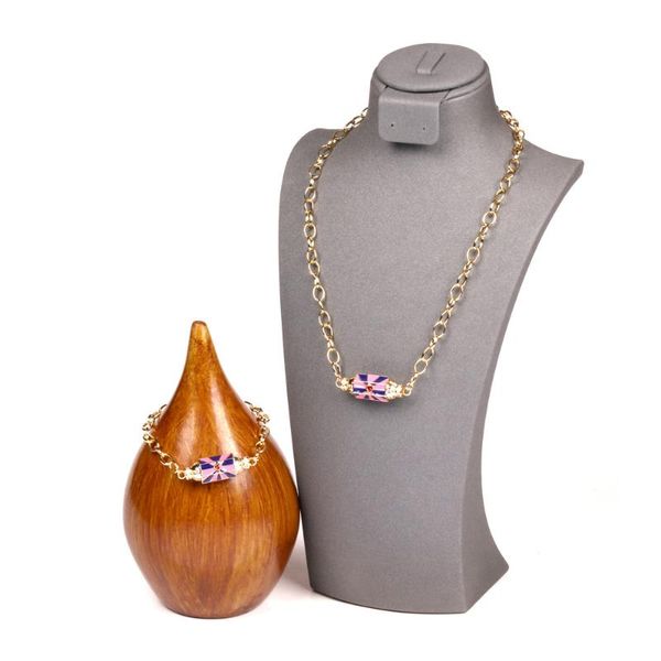 

earrings & necklace eyika bohemian mix color enamel red zircon heart bead gold link chain bracelet and unique design jewelry set for women, Silver