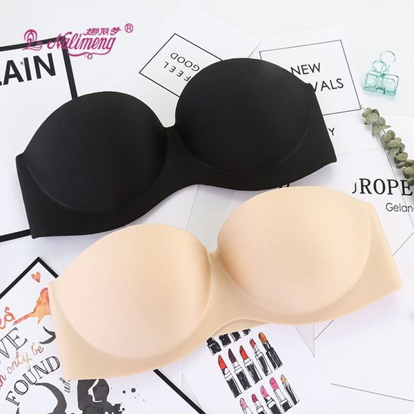 

bras one piece strapless bra with smooth surface and no trace, Red;black