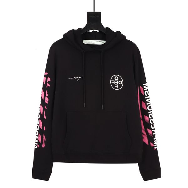 

19fw correct ow version of pink graffiti arrow hooded jacket off quality, Black